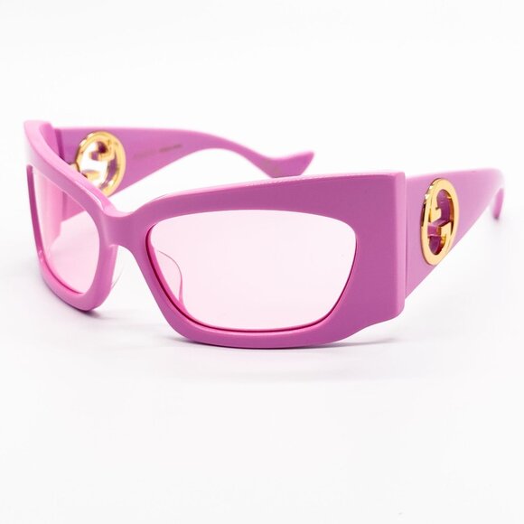NEW GUCCI GG1412S 003 PINK SHIELD WOMEN SUNGLASSES GUCCI - Picture 6 of 12